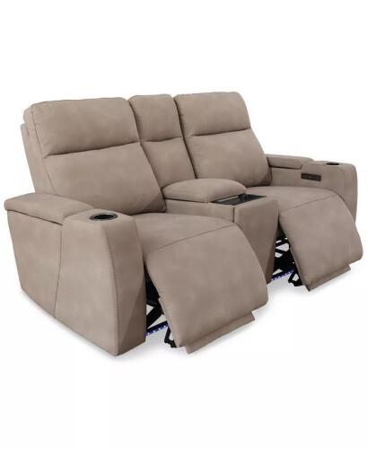 (1) MACYS GREMMEL FABRIC POWER RECLINING LOVESEAT