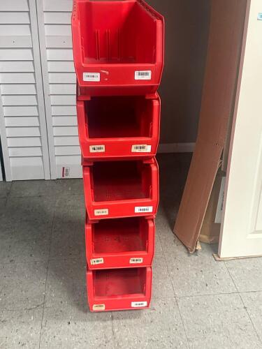(5) STACKABLE STORAGE BINS