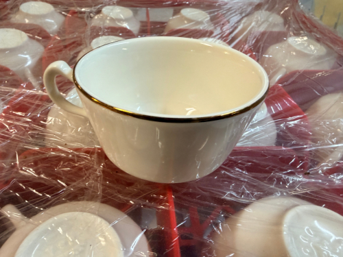 (16) COFFEE MUGS WITH GLASS RACK