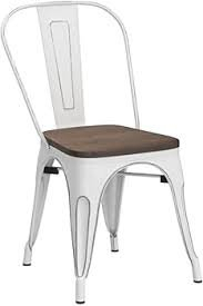(1) METAL DINING CHAIR WITH WOOD SEAT