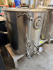 SPIKE BREWING 1 BBL BREWHOUSE VESSELS CONSISTING OF HOT LIQUOR TANK (HLT), BREW KETTLE (BK), AND MASH TUN (MT). BREW KETTLE INCLUDES HOP BASKET, STEAM CONDENSER LID ASSEMBLY WITH CONDENSER PIPE, SMALL PUMP, AND SPRAYER - 4
