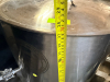 SPIKE BREWING 1 BBL BREWHOUSE VESSELS CONSISTING OF HOT LIQUOR TANK (HLT), BREW KETTLE (BK), AND MASH TUN (MT). BREW KETTLE INCLUDES HOP BASKET, STEAM CONDENSER LID ASSEMBLY WITH CONDENSER PIPE, SMALL PUMP, AND SPRAYER - 7