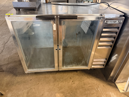 BEVERAGE AIR COMMERCIAL TWO GLASS DOOR BACK BAR REFRIGERATOR