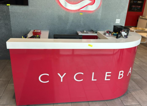 (1) CYCLE BAR RECEPTION DESK