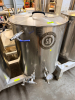 SPIKE BREWING 1 BBL BREWHOUSE VESSELS CONSISTING OF HOT LIQUOR TANK (HLT), BREW KETTLE (BK), AND MASH TUN (MT). BREW KETTLE INCLUDES HOP BASKET, STEAM CONDENSER LID ASSEMBLY WITH CONDENSER PIPE, SMALL PUMP, AND SPRAYER - 12