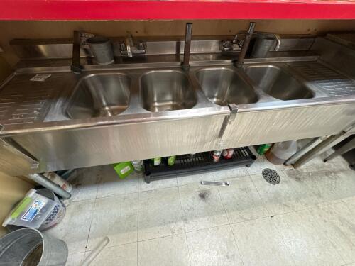 EAGLE GROUP COMMERCIAL STAINLESS STEEL 4 COMPARTMENT BAR SINK