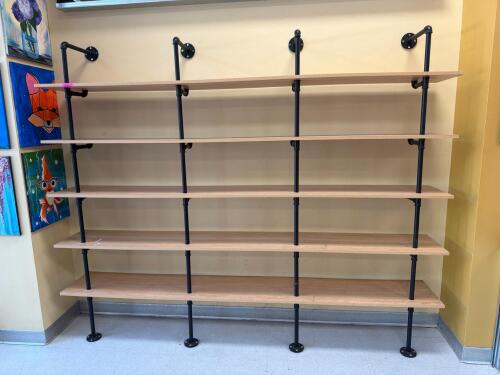 (1) INDUSTRIAL PIPE WALL-MOUNT 5-TIER DISPLAY SHELVING UNIT