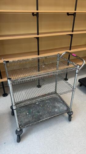 (1) 3-TIER WIRE UTILITY CART WITH PUSH HANDLE
