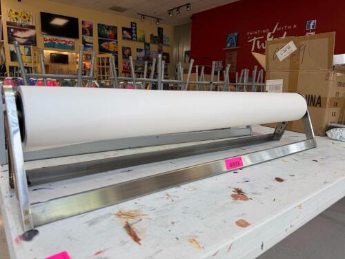 (2) TABLETOP PAPER ROLL DISPENSERS/CUTTERS WITH ONE PAPER ROLL