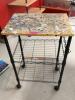 (1) MOBILE 3-TIER WIRE CART WITH WOOD TOP - 2