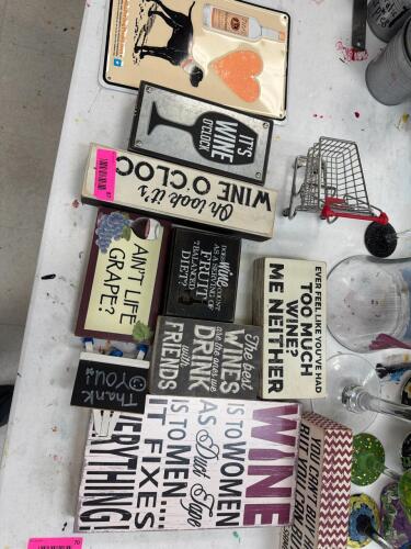 (1) ASSORTED LOT OF WINE-THEMED DECORATIVE SIGNS