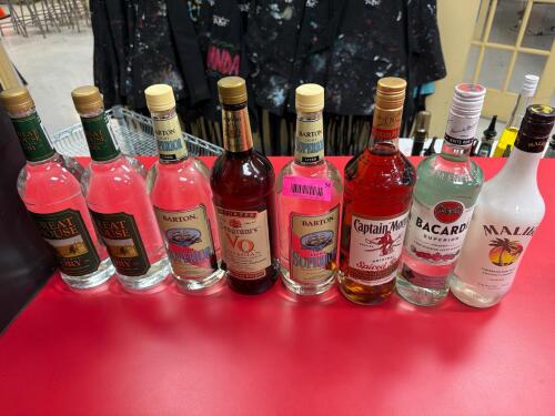 (8) ASSORTED BOTTLES OF RUM, BRANDY AND LIQUEUR BOTTLES