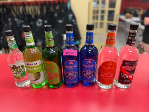 (7) ASSORTED BOTTLE FLAVORED LIQUEUR AND VODKA BOTTLES
