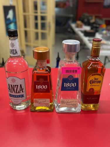 (5) BOTTLE OF MILAGRO SILVER, ANZA BLANCO, 1800 AND JOSE CUERVO TEQUILA