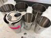 (6) LOT OF STAINLESS STEEL SHAKER TINS WITH (1) COCKTAIL SHAKER