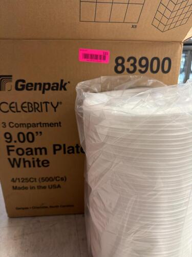 (1) BOX OF 3-COMPARTMENT FOAM PLATES