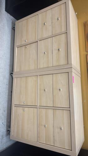 (2) MOBILE WOOD STORAGE CABINETS