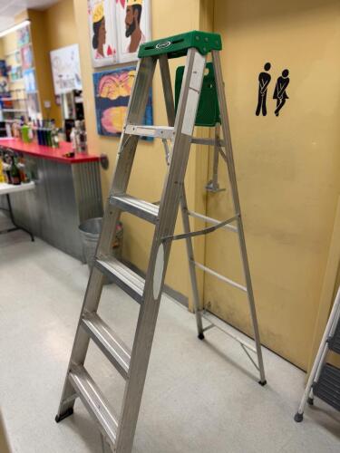 (1) GREEN AND SILVER STEP LADDER
