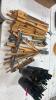 (1) LOT OF PAINTING EASELS AND PAINT BRUSHES