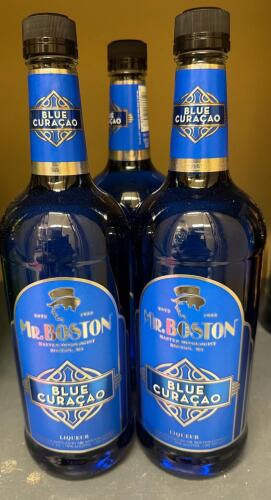 (3) MR. BOSTON BLUE CURA&Ccedil;AO LIQUEUR