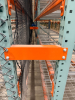 (34) SECTIONS OF 25 FT TALL UPRIGHTS AND 8 FT LONG CROSS BEAMS OF TEAR DROP PALLET RACKING. CONFIGURED AS (2) BACK-TO-BACK RUNS OF (17) SECTIONS EACH. INCLUDES (36) UPRIGHTS, ORANGE STEP BEAMS, GREEN UPRIGHTS, HEAVY-DUTY WIRE DECKING, AND STABILIZING TIE - 12