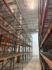 (34) SECTIONS OF 25 FT TALL UPRIGHTS AND 8 FT LONG CROSS BEAMS OF TEAR DROP PALLET RACKING. CONFIGURED AS (2) BACK-TO-BACK RUNS OF (17) SECTIONS EACH. INCLUDES (36) UPRIGHTS, ORANGE STEP BEAMS, GREEN UPRIGHTS, HEAVY-DUTY WIRE DECKING, AND STABILIZING TIE - 11