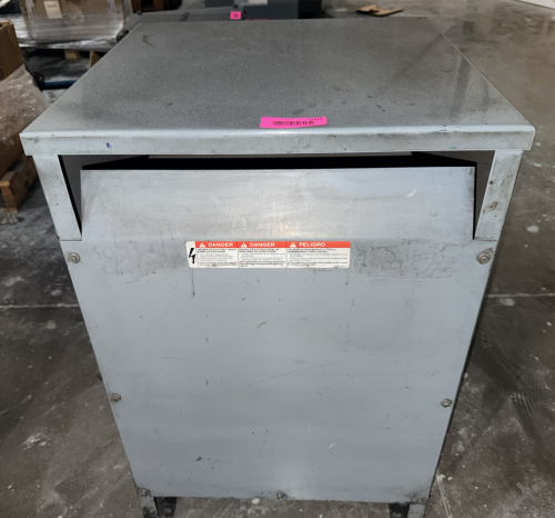 THREE PHASE INSULATED DRY-TYPE TRANSFORMER WITH 45 KVA CAPACITY IN A NEMA TYPE 2 ENCLOSURE. UNIT FEATURES 480V PRIMARY AND 208Y/120V SECONDARY VOLTAGE CONFIGURATION WITH MULTIPLE TAP SETTINGS.