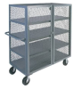 (1) DUAL-LATCH WELDED MESH SECURITY CART WITH FIXED SHELVES