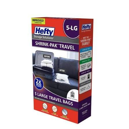 (1) BOX OF (5) LARGE TRAVEL SHRINK-PAK BAGS