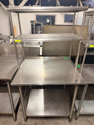 36" X 30" STAINLESS TABLE W/ RISER SHELF.