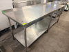 96" X 30" STAINLESS TABLE W/ 2" BACK SPLASH