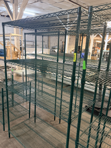 48" X 24" FOUR TIER POLY COATED WIRE SHELF.