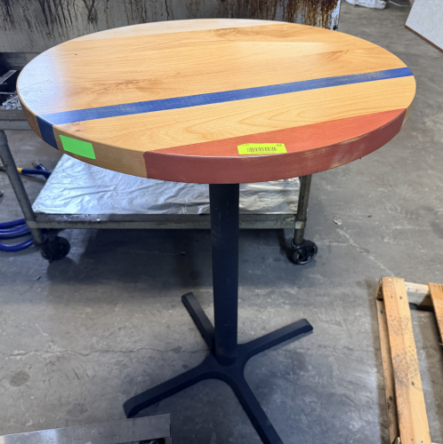 30" HARDWOOD TABLE W/ 42" PUB BASE.