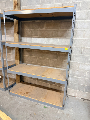 48" X 24" FOUR TIER METAL SHELF W/ WOOD INSERTS
