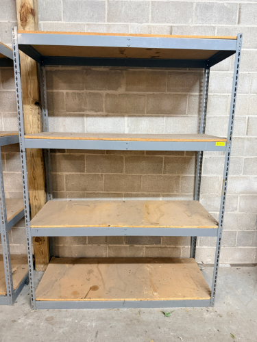 48" X 24" FOUR TIER METAL SHELF W/ WOOD INSERTS