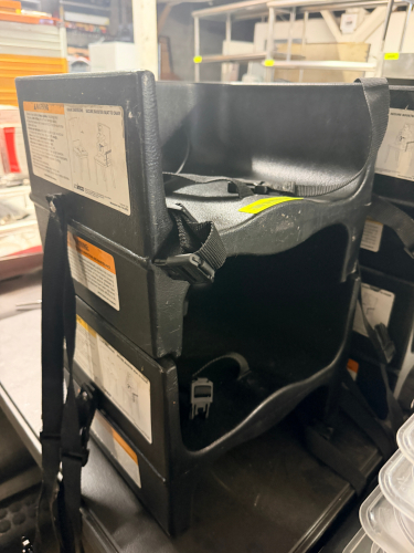 (5) BLACK PLASTIC BOOSTER SEATS.