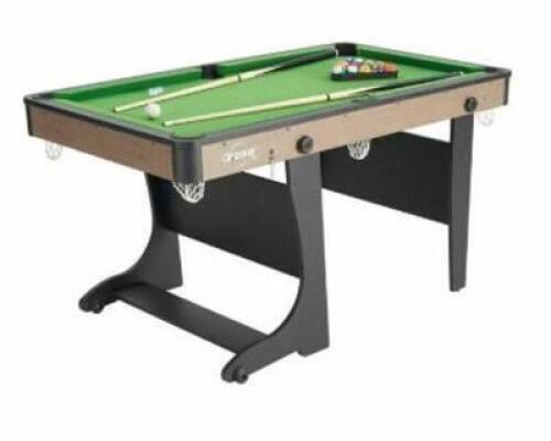 DESCRIPTION: (1) FOLDING POOL TABLE BRAND/MODEL: AIRZONE/82500FT-BT INFORMATION: GREEN CLOTH/MUST COME INTO INSPECT RETAIL$: 202.76 SIZE: 60"L X 32.5"