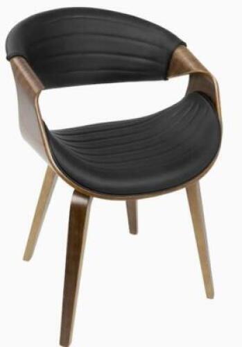 DESCRIPTION: (1) SYMPHONY MIDCENTURY ACCENT CHAIR BRAND/MODEL: LUMISOURCE/CH-SYMP WL+BK INFORMATION: BLACK & BROWN/FAUX LEATHER RETAIL$: 195.00 SIZE: