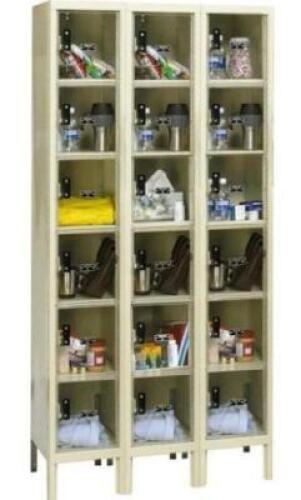 DESCRIPTION: (1) SAFETY-VIEW LOCKER BRAND/MODEL: HALLOWELL/USVP3228-6A INFORMATION: TAN/18-OPENING/SCRATCH-RESISTANT RETAIL$: 2,317.13 SIZE: 78"H X 36