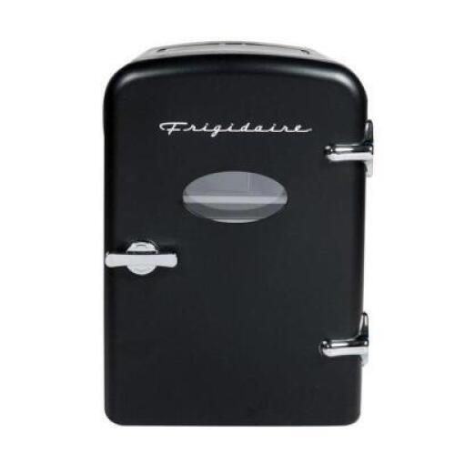 DESCRIPTION: (1) PORTABLE RETRO MINI REFRIGERATOR BRAND/MODEL: FRIGIDAIRE/EFMIS175-BLACK-S INFORMATION: BLACK/CAPACITY: 9-CAN RETAIL$: 24.00 SIZE: 11.