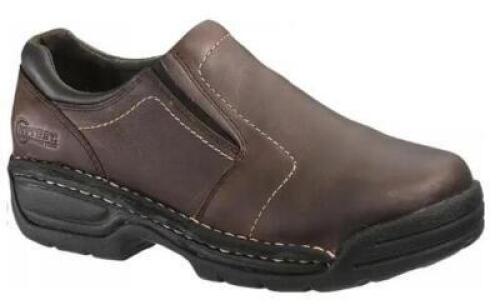 DESCRIPTION: (1) CASUAL OXFORD SLIP-ON SHOE BRAND/MODEL: HYTEST/K10211 INFORMATION: BROWN/STEEL TOE RETAIL$: 104.99 SIZE: MEN'S: 3 QTY: 1