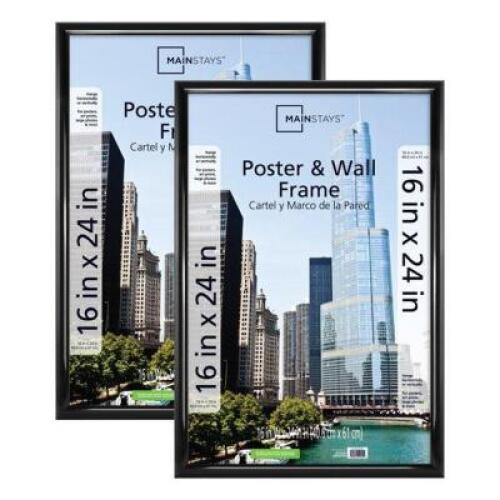 DESCRIPTION: (1) SET OF (2) PICTURE FRAMES BRAND/MODEL: MAINSTAYS/23509 INFORMATION: BLACK FRAME RETAIL$: 22.89 PER SET SIZE: 16" X 24" QTY: 1