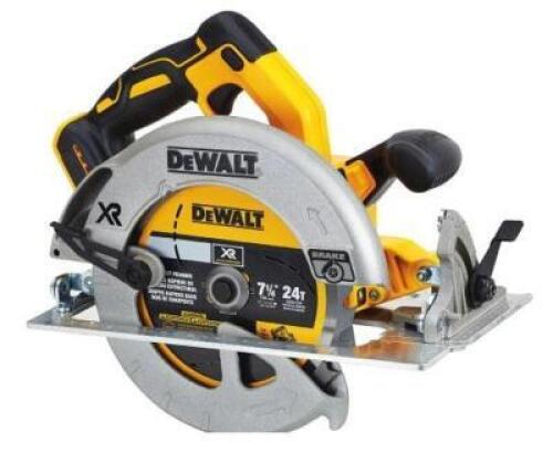DESCRIPTION: (1) CIRCULAR SAW BRAND/MODEL: DEWALT/DCS570B INFORMATION: TOOL ONLY/CORDELSS/SIDEWINDER RETAIL$: 199.00 SIZE: 7-1/4"BLADE DIA X 10.8"H X