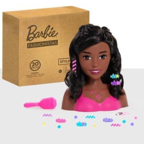 DESCRIPTION: (1) JUST PLAY STYLING HEAD KIT BRAND/MODEL: BARBIE/62565 INFORMATION: DARK BROWN HAIR/AGE RANGE: UP TO 3 YEARS/20-PIECES RETAIL$: 14.97 S