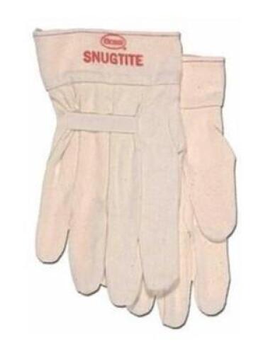 DESCRIPTION: (2) PACKS OF (12) CANVAS GLOVES BRAND/MODEL: BOSS/699 INFORMATION: COTTON/BIEGE & RED RETAIL$: 43.50 PER PK OF 12 QTY: 2