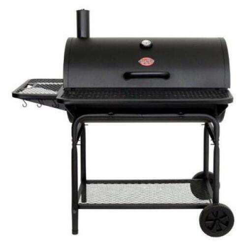 DESCRIPTION: (1) DELUXE CHARCOAL GRILL BRAND/MODEL: CHAR-GRILLER/E2735 INFORMATION: BLACK/COOKING AREA: 1042 SQ-IN/ADJUSTABLE FIRE GRATE RETAIL$: 147.