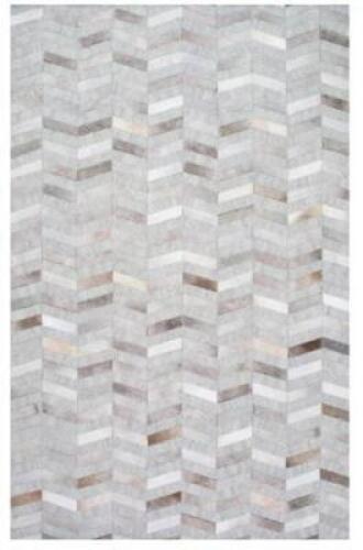 DESCRIPTION: (1) HANDMADE COWHIDE MITCH AREA RUG BRAND/MODEL: NULOOM/TXAL01A-S606 INFORMATION: SILVER & GRAY/GEOMETRIC RETAIL$: 519.44 SIZE: 6' X 6' Q