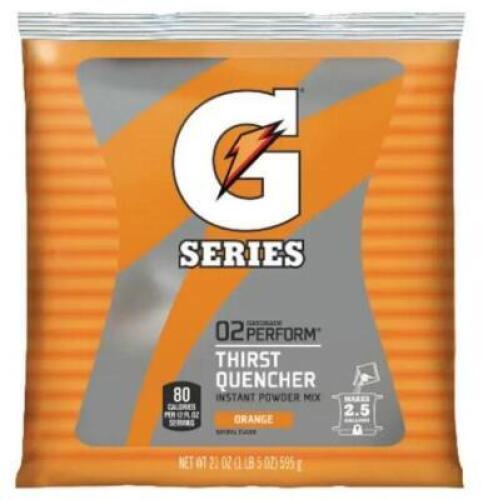 DESCRIPTION: (4) POWDERED DRINK MIX BRAND/MODEL: GATORADE/03970 INFORMATION: ORANGE/2-1/2 GAL PER PK RETAIL$: 28.36 PER LOT SIZE: 21 OZ. QTY: 4