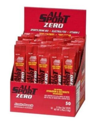 DESCRIPTION: (2) PACKS OF (50) POWDER HYDRATION STICK BRAND/MODEL: ALL-SPORT INFORMATION: FRUIT PUNCH/2X POTASSIUM RETAIL$: 62.19 PER PK OF 50 SIZE: 3