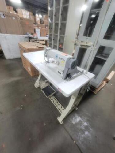 DESCRIPTION: (1) SINGLE NEEDLE STRAIGHT LOCK STITCHER SEWING MACHINE BRAND/MODEL: BROTHER #S-1110A-3 INFORMATION: 4000 STITCHES PER MIN RETAIL$: $1,50